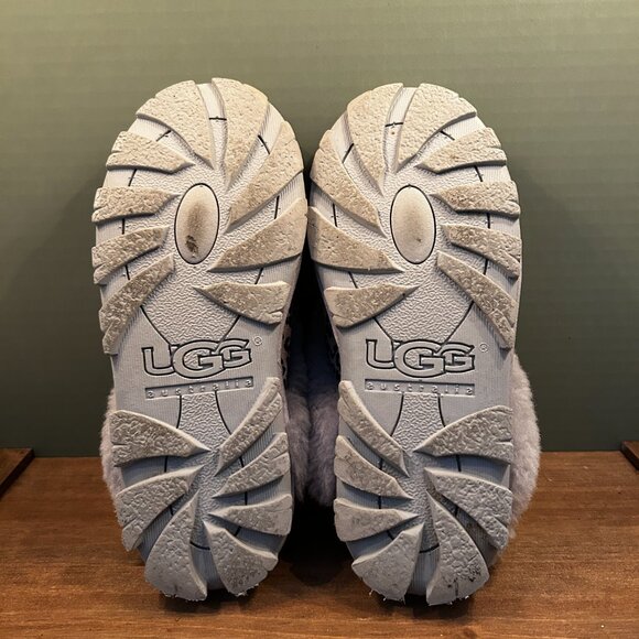 UGG Fluffy Purple Leopard Slip On Shearling Slippers Size 6 - Picture 7 of 7